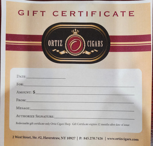 ORTIZ CIGARS- GIFT CARD